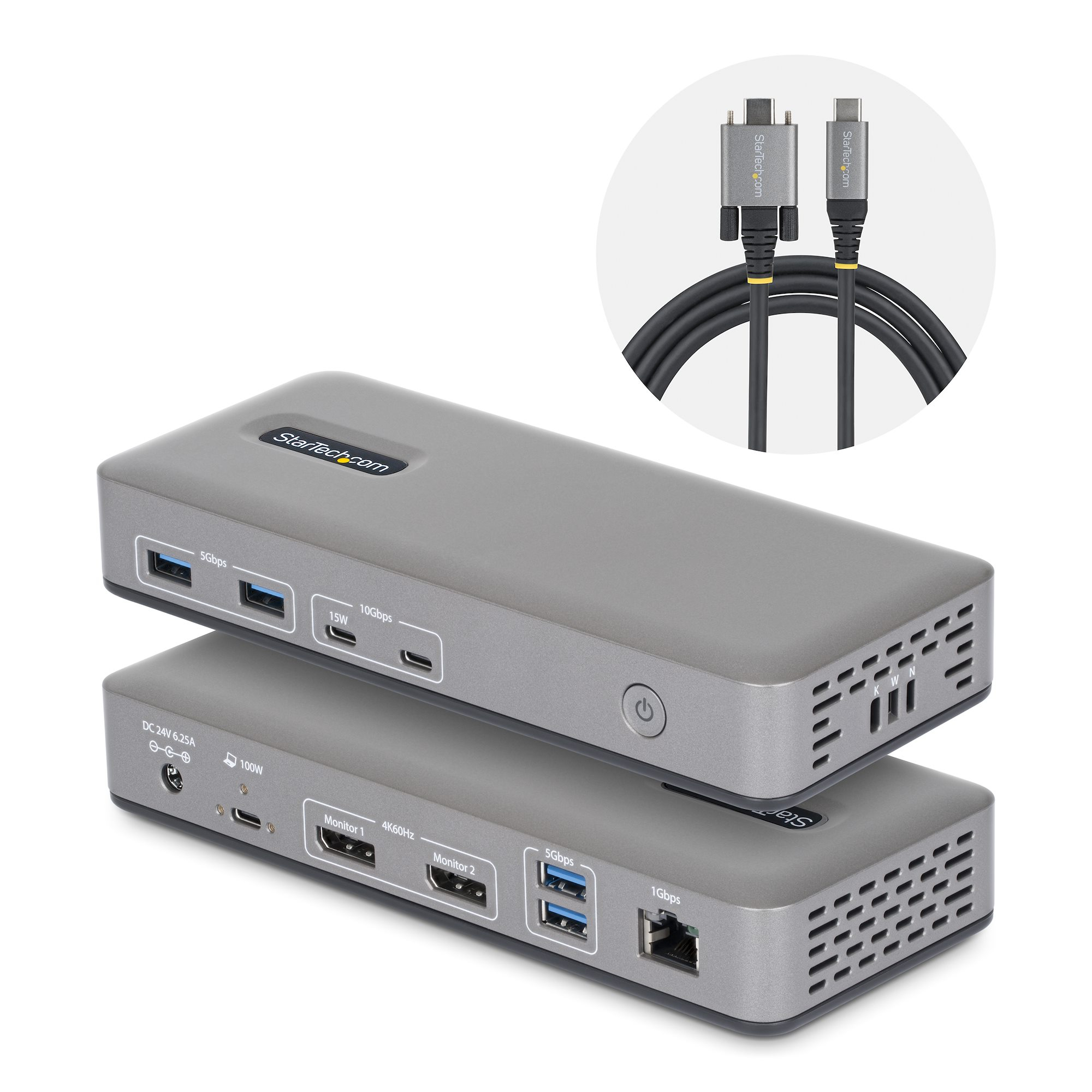 StarTech.com 201UE-USBC-DOCK station d'accueil Avec fil USB 3.2 Gen 2 (3.1 Gen 2) Type-C Gris