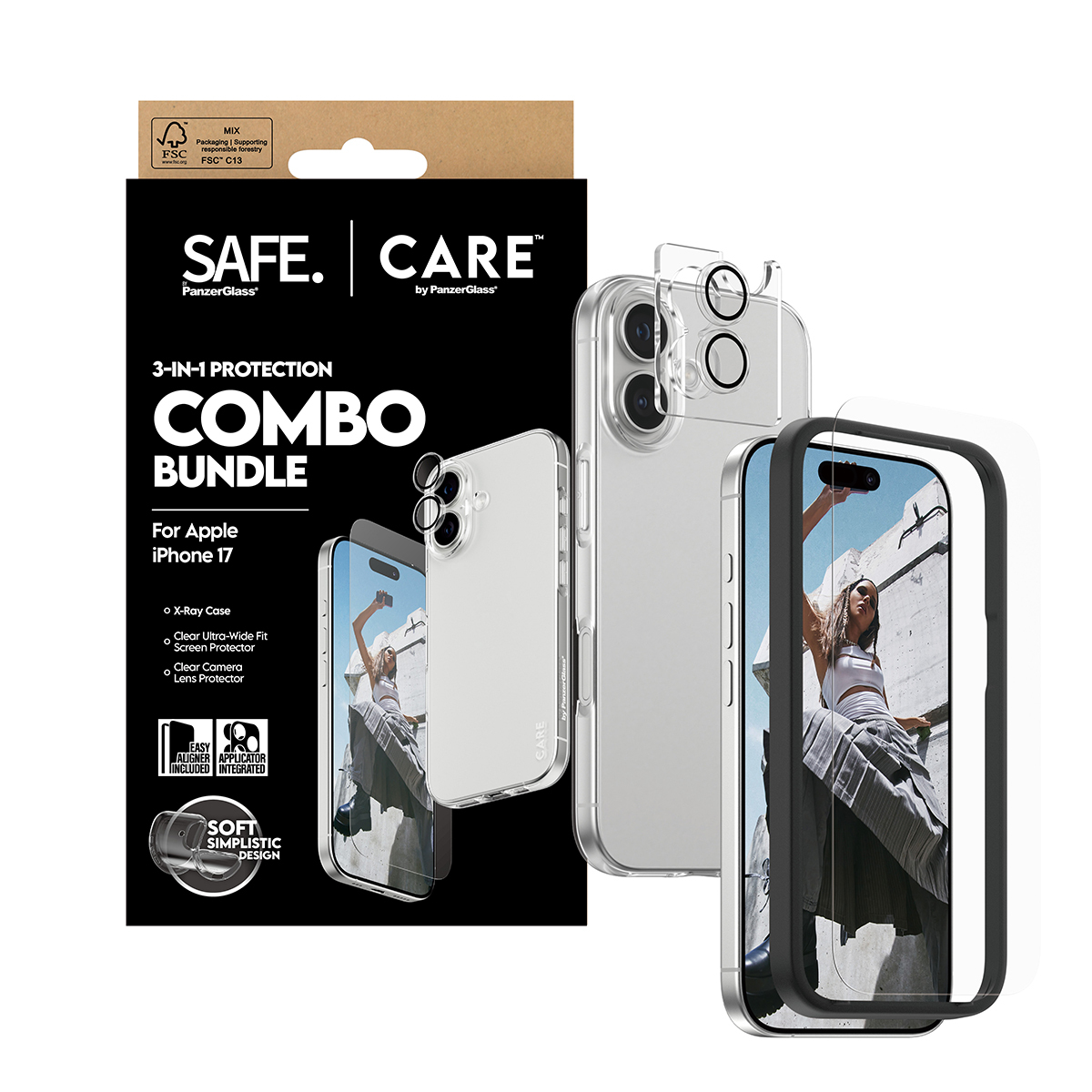  CARE by ® 3-in-1 Fashionable Combo Bundle iPhone 17 Protection d'écran transparent Apple 1 pièce(s)