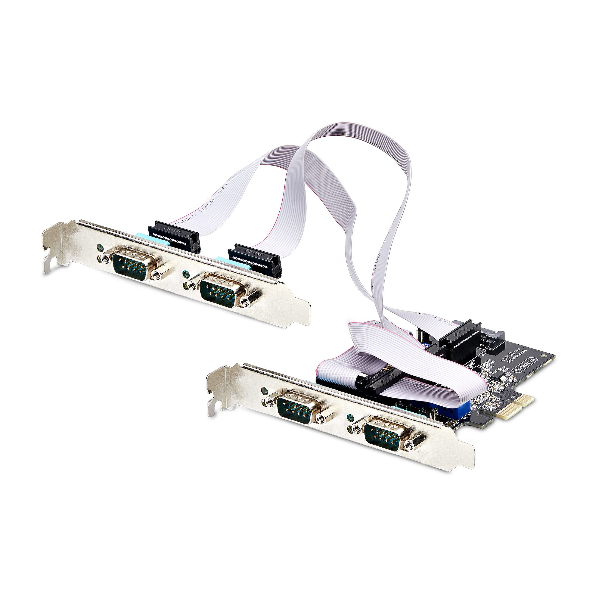 StarTech.com Carte Série PCI Express à 4 Ports - Adaptateur/Carte PCIe à 4 Ports vers RS232/RS422/RS485 (DB9), Support Bas-Profil Inclus, UART 16C1050, Windows/Linux, Conformité TAA - Protection ESD de niveau 4