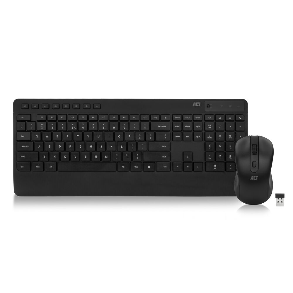 ACT Ensemble clavier et souris sans fil (Qwerty), clic silencieux, écologique, fabriqué à partir de matériaux recyclés ACT Ensemble clavier et souris sans fil (Qwerty), clic silencieux, écologique, fabriqué à partir de matériaux recyclés
