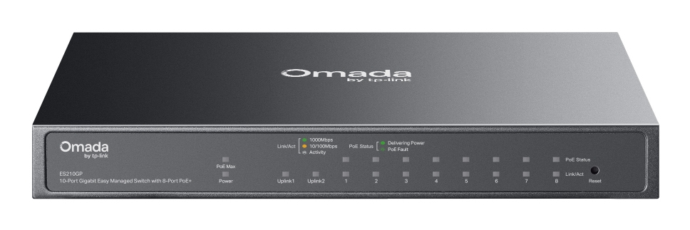 TP-Link Omada ES210GP commutateur réseau Géré L2 Gigabit Ethernet (10/100/1000) Connexion Ethernet, supportant l'alimentation via ce port (PoE) DIN rail Noir