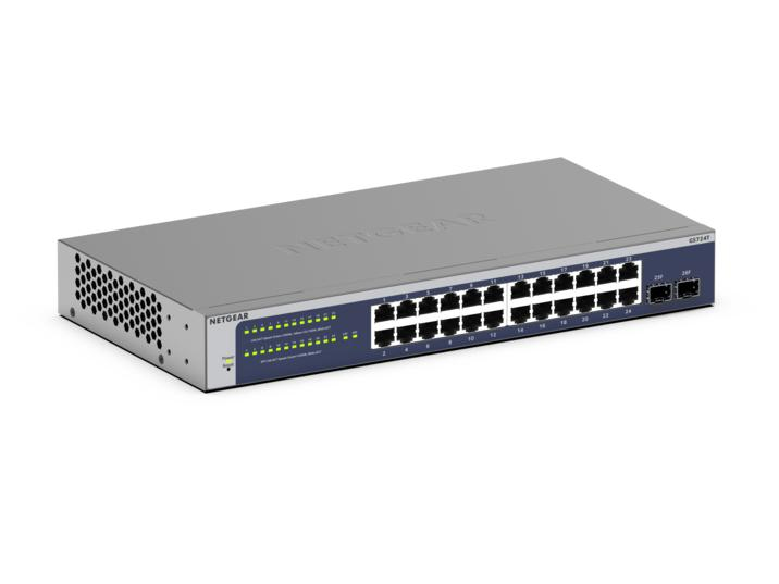 NETGEAR GS724Tv6 Géré L2+/L3 Gigabit Ethernet (10/100/1000) 1U Bleu, Gris NETGEAR GS724Tv6 Géré L2+/L3 Gigabit Ethernet (10/100/1000) 1U Bleu, Gris