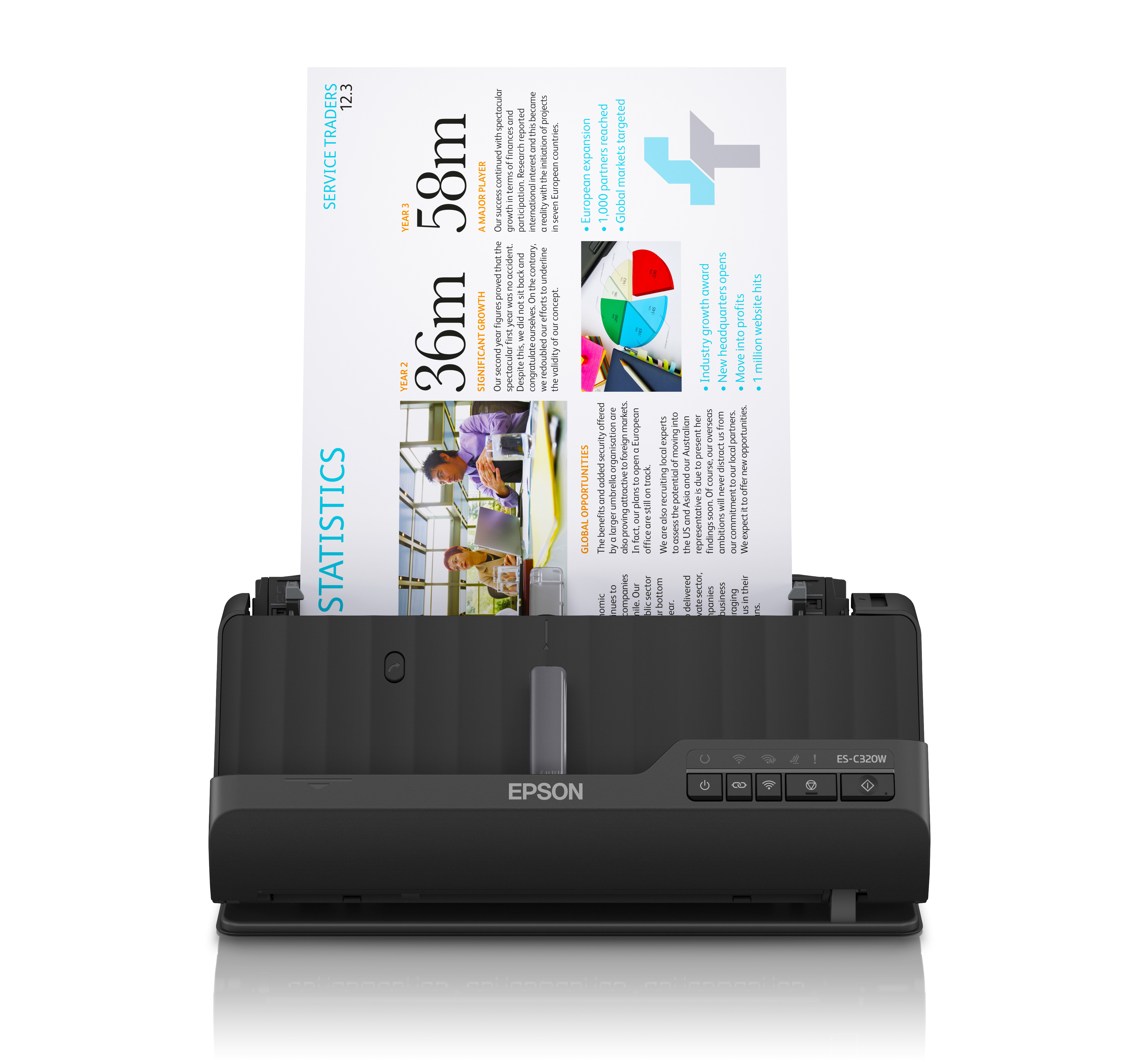 Epson ES-C320W Chargeur automatique de documents + Scanner à feuille 600 x 600 DPI A4 Noir Epson ES-C320W Chargeur automatique de documents + Scanner à feuille 600 x 600 DPI A4 Noir
