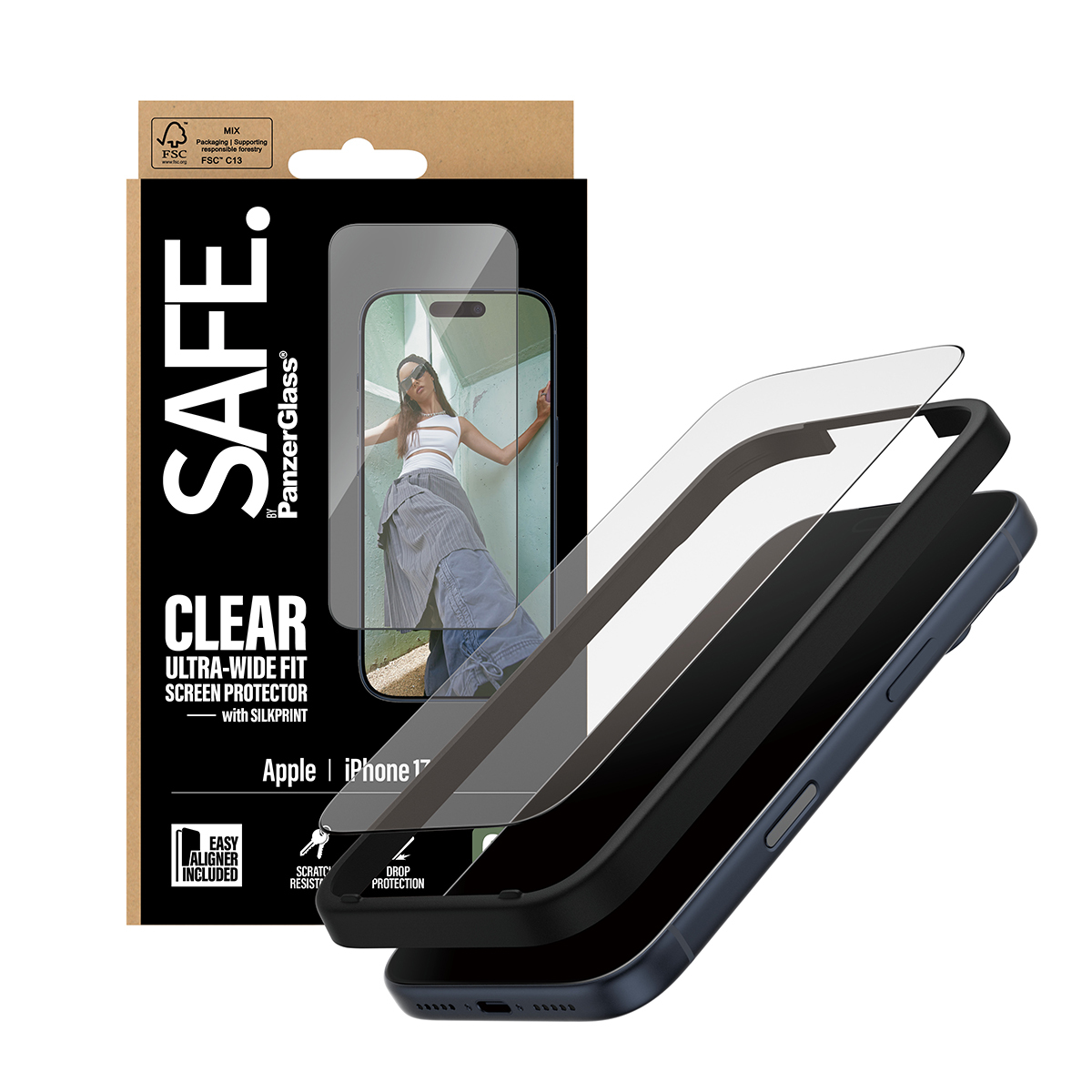 PanzerGlass SAFE. by ® Screen Protector w. Black Frame iPhone 17 Pro 