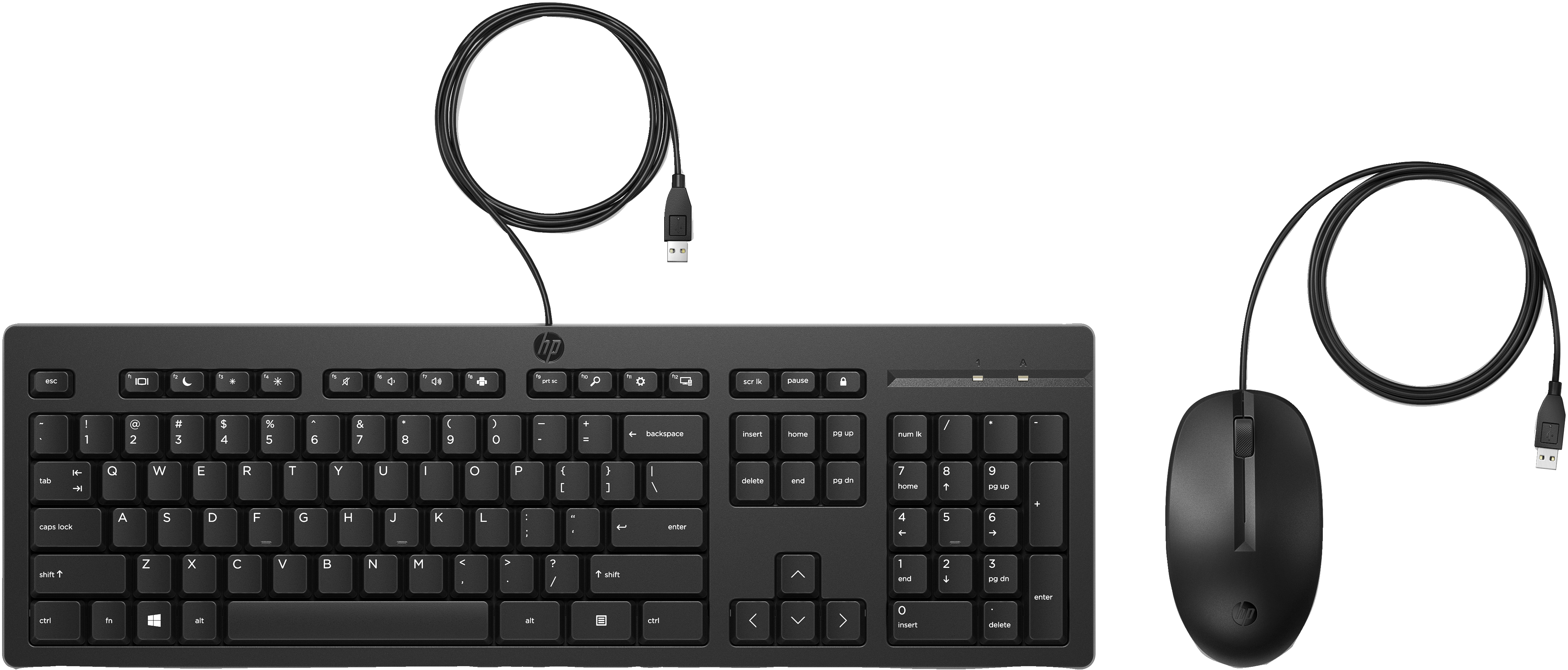 HP 225 Wired Mouse and KB G2 Belgium - English localization AZERTY BE - Maus - AZERTY clavier Souris incluse Bureau USB Noir