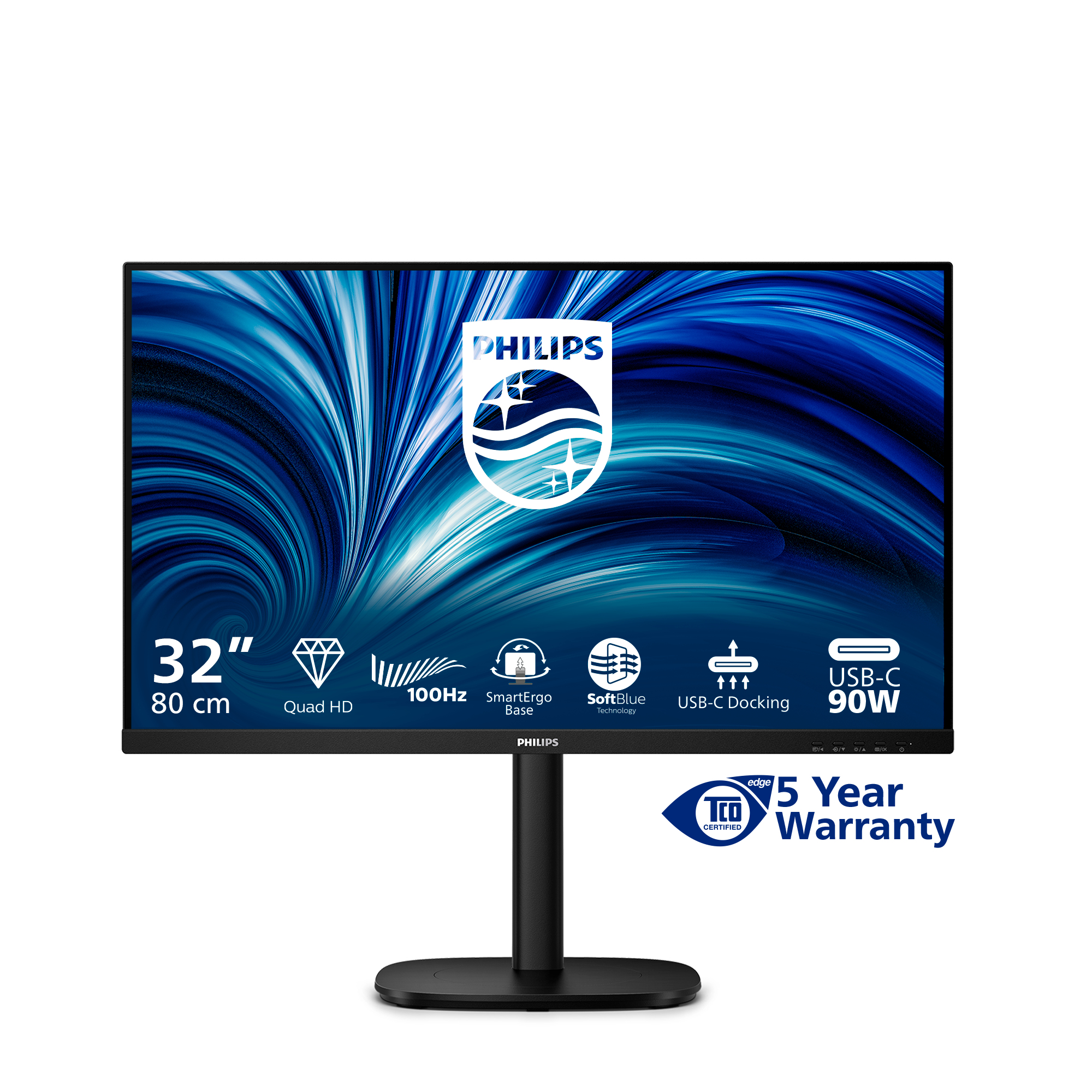 Philips 32B2U3601/00 écran plat de PC 80 cm (31.5") 2560 x 1440 pixels Quad HD LCD Noir