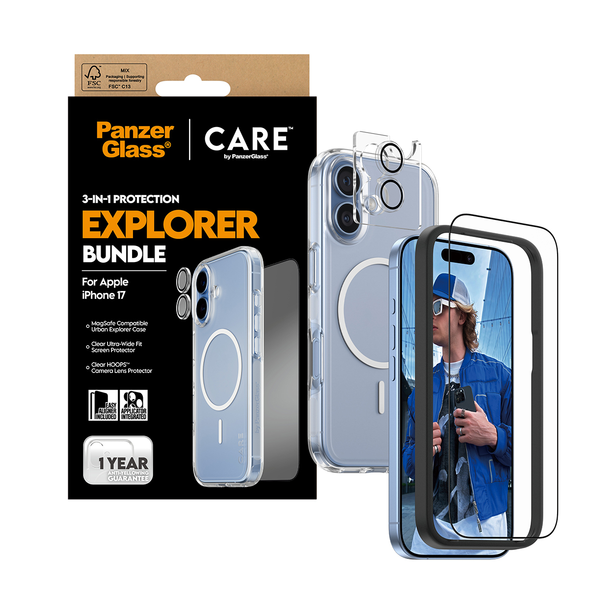  CARE by ® 3-in-1 Flagship Explorer Bundle iPhone 17 Protection d'écran transparent Apple 1 pièce(s)