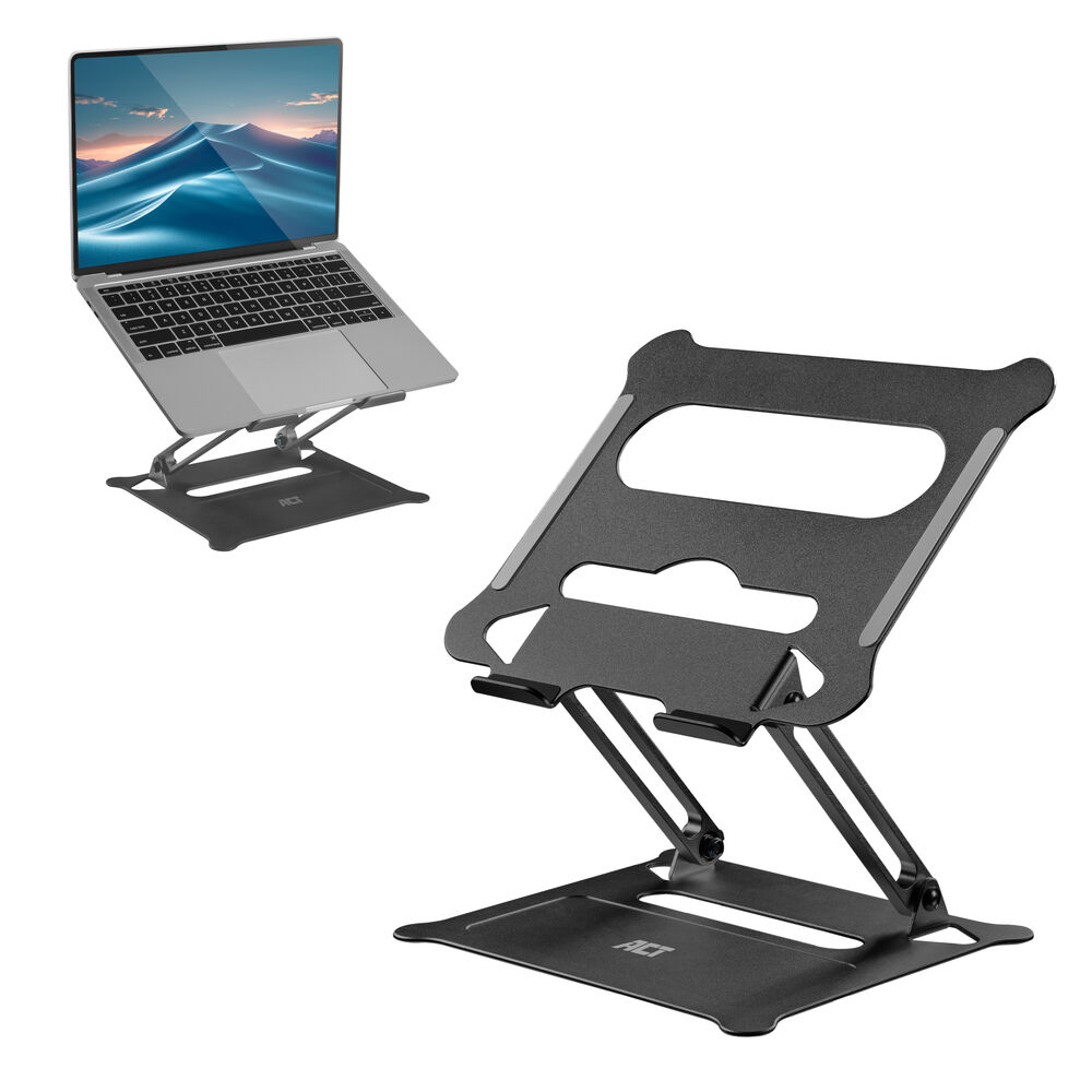 ACT Support pliable pour ordinateur portable en aluminium avec réglage progressif de la hauteur ACT Support pliable pour ordinateur portable en aluminium avec réglage progressif de la hauteur