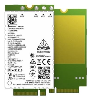 DELL DW5933E Interne WWAN 4670 Mbit/s DELL DW5933E Interne WWAN 4670 Mbit/s