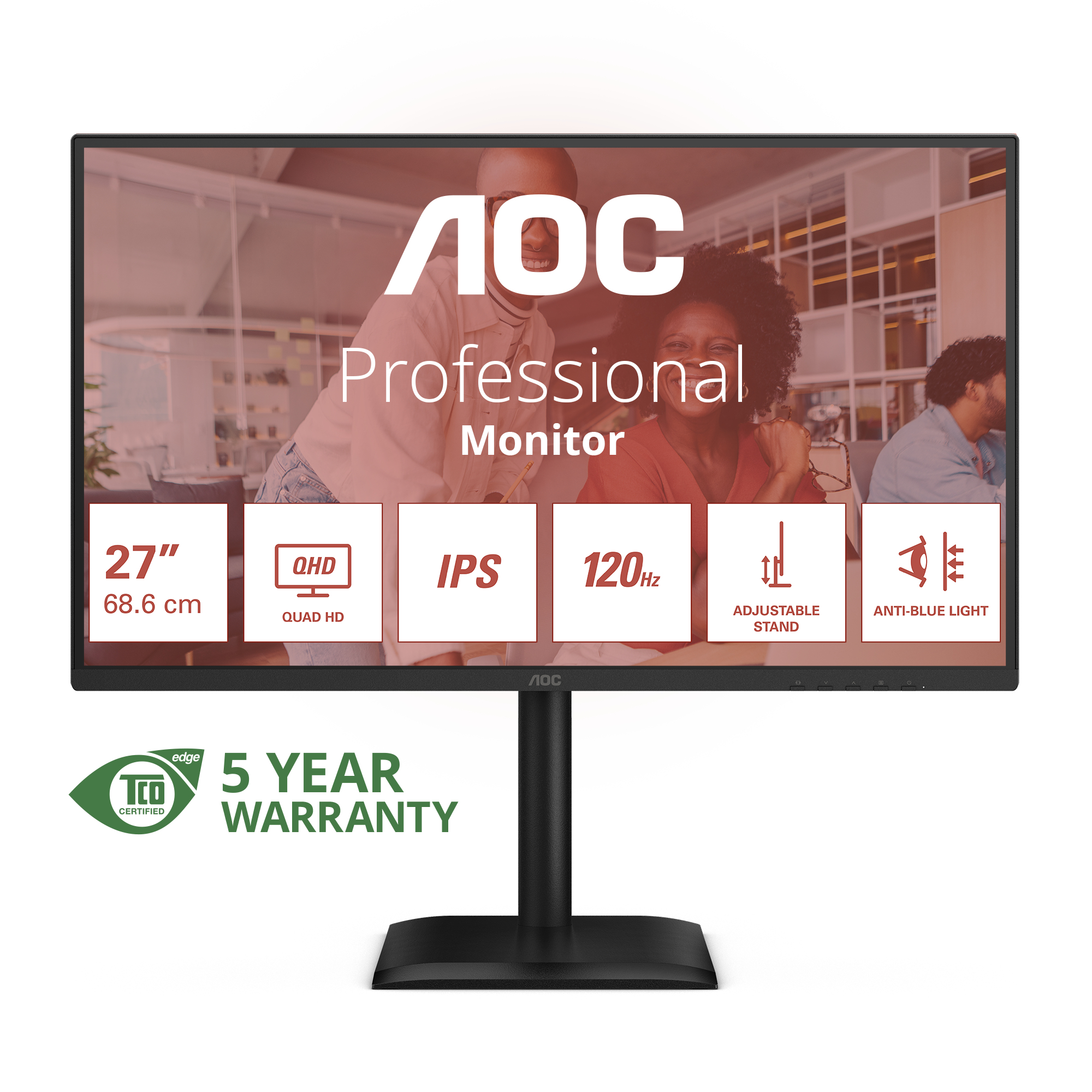 AOC E4 Q27E4U écran plat de PC 68,6 cm (27") 2560 x 1440 pixels Quad HD LED Noir