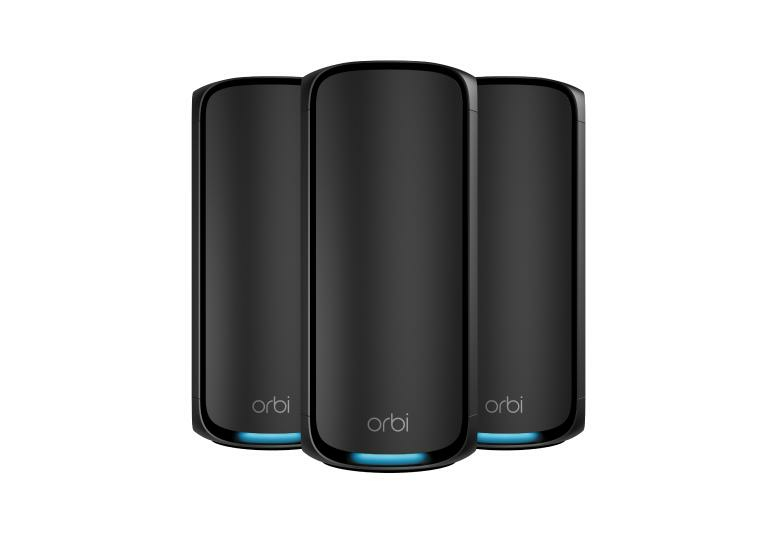 NETGEAR Orbi 970 Series Quad-Band WiFi 7, 3-Pack Quad-band (2.4 GHz / 5 GHz-1 / 5 GHz-2 / 6 GHz) Wi-Fi 6 (802.11ax) Noir Interne