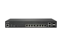 SonicWall SWS12-10FPOE Géré L2 Gigabit Ethernet (10/100/1000) Connexion Ethernet, supportant l'alimentation via ce port (PoE) Noir