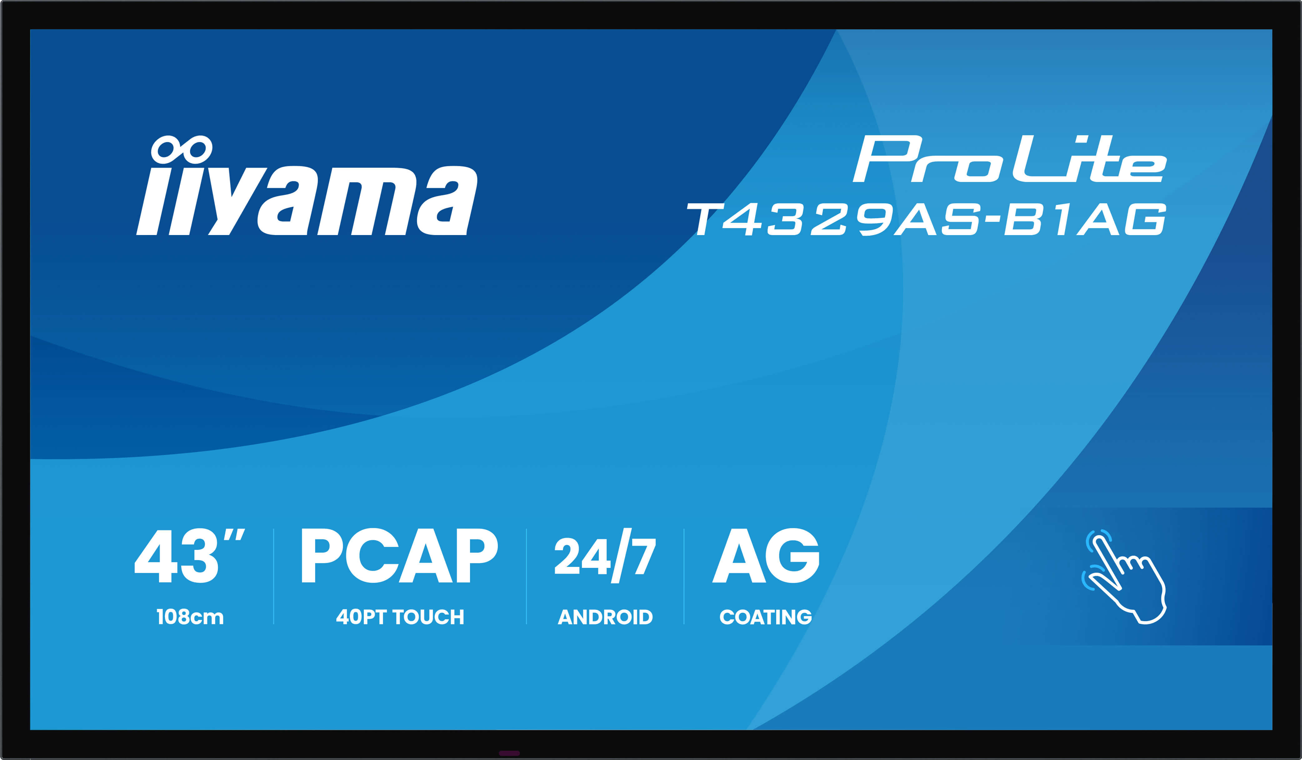 iiyama T4329AS-B1AG Écran d'affichage dynamique Écran plat interactif 108 cm (42.5") LED Wifi 500 cd/m² 4K Ultra HD Noir Écran tactile Intégré dans le processeur Android 24/7