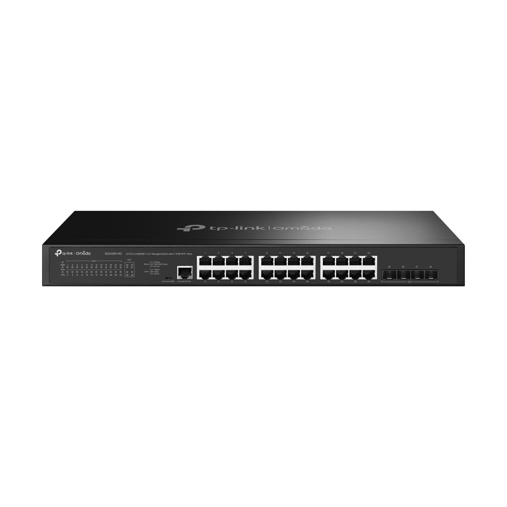 TP-Link Omada SG3428X-M2 commutateur réseau Géré L2+ 2.5G Ethernet (100/1000/2500) 1U Noir TP-Link Omada SG3428X-M2 commutateur réseau Géré L2+ 2.5G Ethernet (100/1000/2500) 1U Noir