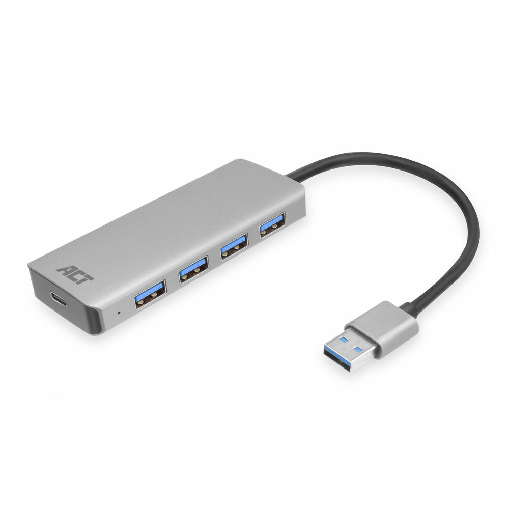 ACT AC6121 hub & concentrateur USB 3.2 Gen 1 (3.1 Gen 1) Type-A 5000 Mbit/s Aluminium ACT AC6121 hub & concentrateur USB 3.2 Gen 1 (3.1 Gen 1) Type-A 5000 Mbit/s Aluminium