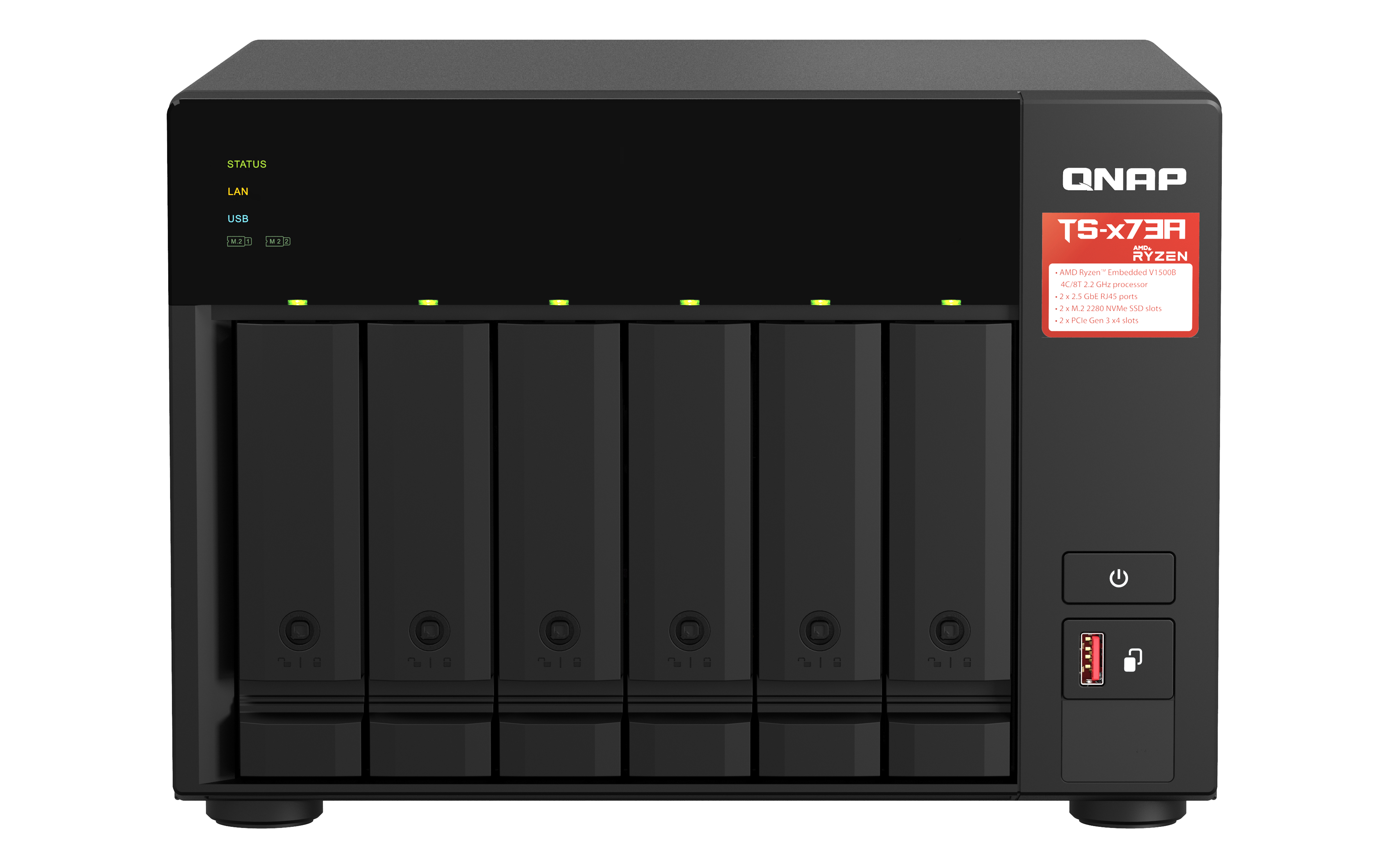 QNAP TS-673A NAS Tower AMD Ryzen V1500B 8 Go DDR4 36 To HDD QNAP Turbo System Anthracite QNAP TS-673A NAS Tower AMD Ryzen V1500B 8 Go DDR4 36 To HDD QNAP Turbo System Anthracite