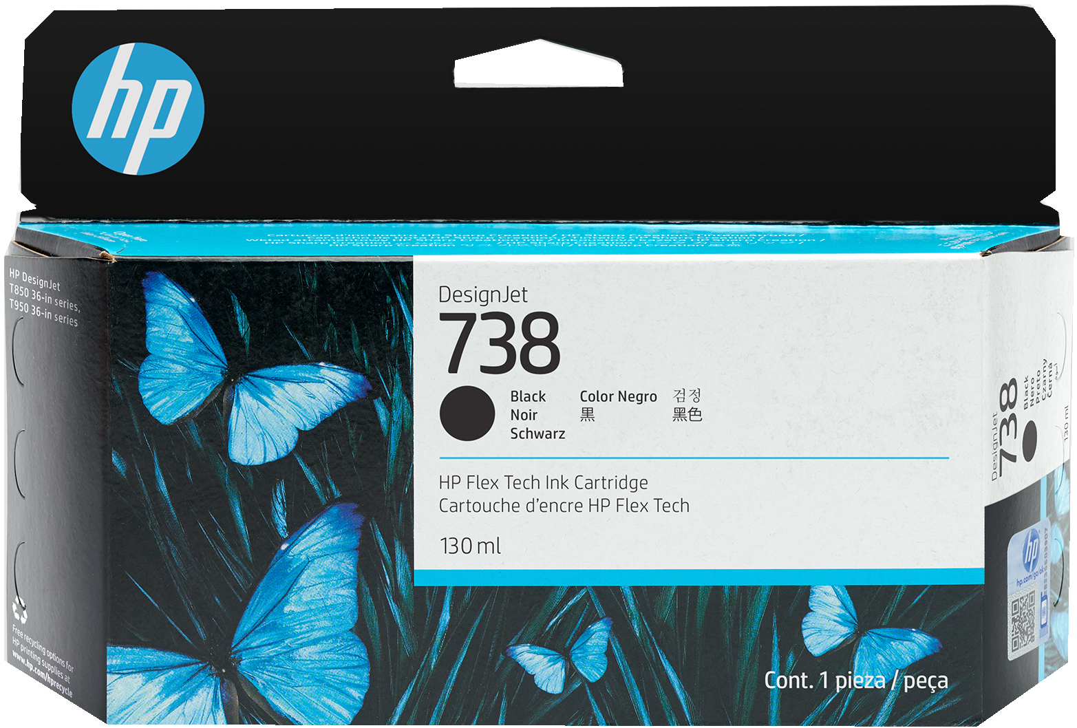 HP 738 130-ml Black DesignJet Ink Cartridge cartouche d'encre 1 pièce(s) Original Rendement standard Noir HP 738 130-ml Black DesignJet Ink Cartridge cartouche d'encre 1 pièce(s) Original Rendement standard Noir