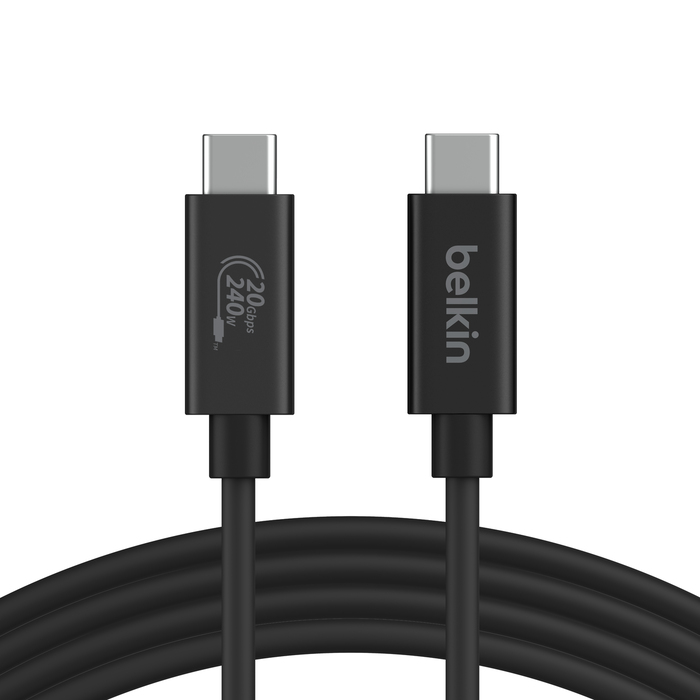 Belkin INZ004BT2MBK câble USB 2 m USB4 Gen 2x2 USB C Noir Belkin INZ004BT2MBK câble USB 2 m USB4 Gen 2x2 USB C Noir