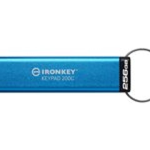 Kingston Technology IronKey Keypad 200 lecteur USB flash 256 Go USB Type-C 3.2 Gen 1 (3.1 Gen 1) Bleu