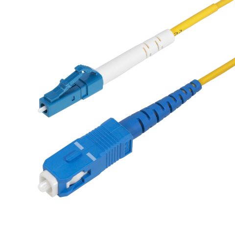 StarTech.com Câble Fibre Optique de 15m Simplex Monomode LC à SC (UPC) OS2, 9/125µm, 40G/100G, Cordon Fibre Optique, Insensible à la Courbure, Faible Perte d'Insertion, Cordon Patch Fibre LSZH