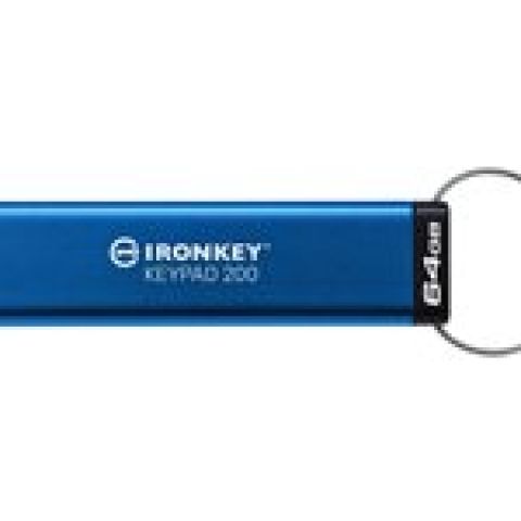 Kingston Technology IronKey Keypad 200 lecteur USB flash 64 Go USB Type-A 3.2 Gen 1 (3.1 Gen 1) Bleu