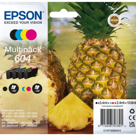 Epson 604 cartouche d'encre 4 pièce(s) Compatible Rendement standard Noir, Cyan, Magenta, Jaune