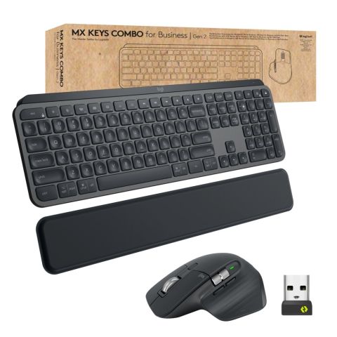 Logitech MX Keys combo for Business Gen 2 clavier Souris incluse RF sans fil + Bluetooth QWERTY US International Graphite