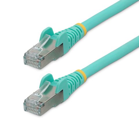 StarTech.com Câble Ethernet CAT6a 1m - Low Smoke Zero Halogen (LSZH) - 10 Gigabit 500MHz 100W PoE RJ45 S/FTP Cordon de Raccordement Réseau Snagless Turquoise avec Décharge de Tension