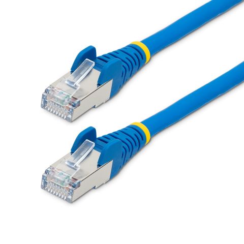 StarTech.com Câble Ethernet CAT6a 5m - Low Smoke Zero Halogen (LSZH) - 10 Gigabit 500MHz 100W PoE RJ45 S/FTP Cordon de Raccordement Réseau Snagless Bleu avec Décharge de Tension