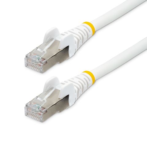 StarTech.com Câble Ethernet CAT6a 1m - Low Smoke Zero Halogen (LSZH) - 10 Gigabit 500MHz 100W PoE RJ45 S/FTP Cordon de Raccordement Réseau Snagless Blanc avec Décharge de Tension