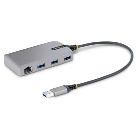 StarTech.com Hub USB 3 Ports - 3x Ports USB-A - Gigabit Ethernet (RJ45) - Mini Hub USB, USB 3.0 5Gbps - Alimentation par Bus - Hub USB pour PC Portable avec Câble de 30 cm - Adaptateur LAN USB - Répartiteur USB