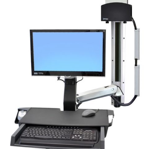 Ergotron Sit-Stand Combo System with Worksurface and Small CPU Holder