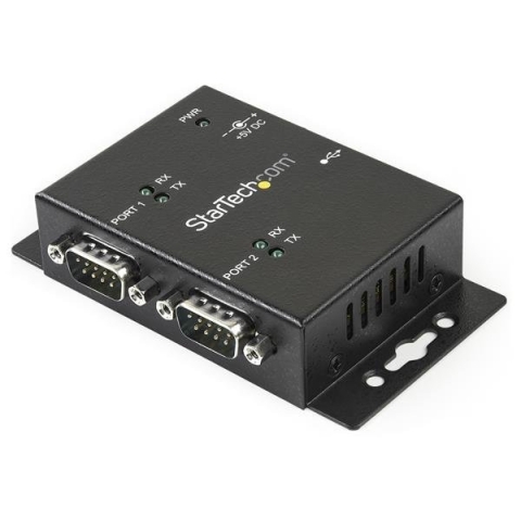 StarTech.com Hub adaptateur industriel USB vers série 2 ports à fixation murale avec clips de rail DIN