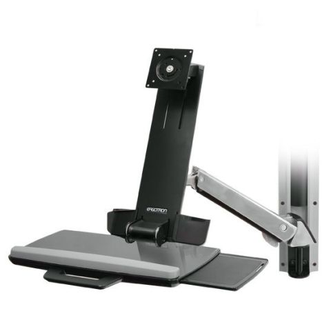 Ergotron Sit-Stand Combo System With Medium Silver CPU Holder