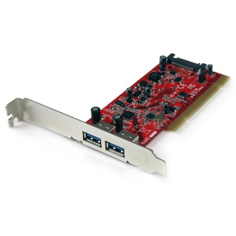 StarTech.com Carte PCI 2 ports USB 3.0 SuperSpeed (Alimentation SATA), Carte Contrôleur USB 3.0