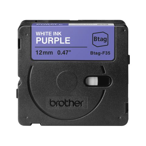 Brother BTAG-F35 ruban d'étiquette Blanc sur fond violet