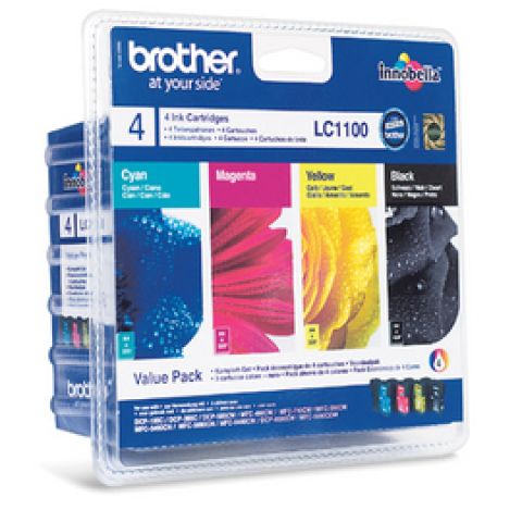 Brother LC1100VALBPRF cartouche d'encre 4 pièce(s) Original Rendement standard Noir, Cyan, Magenta, Jaune