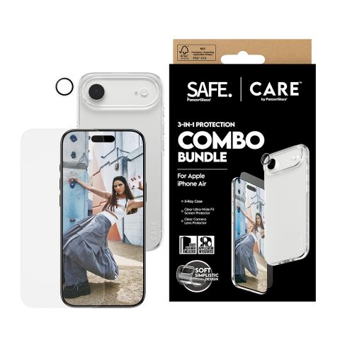  CARE by ® 3-in-1 Fashionable Combo Bundle iPhone Air Protection d'écran transparent Apple 1 pièce(s)