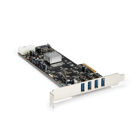 StarTech.com Carte contrôleur PCI Express à 4 ports USB 3.0 avec 4 voies dédiées de 5 Gb/s, UASP et alimentation SATA / LP4