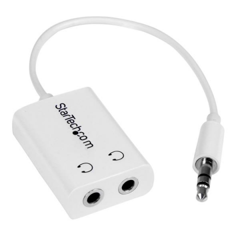 StarTech.com Câble séparateur de casque / d'écouteurs Mini-Jack 3,5mm Slim - 1x (M) 2x (F) - Blanc