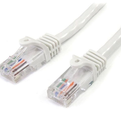 StarTech.com Câble réseau Cat5e UTP sans crochet de 2m - Cordon Ethernet RJ45 anti-accroc - M/M - Blanc