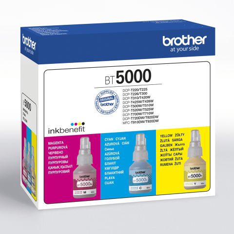 Brother BT5000CLVAL cartouche d'encre 3 pièce(s) Compatible Cyan, Magenta, Jaune