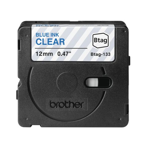 Brother BTAG-133 ruban d'étiquette Bleu sur transparent