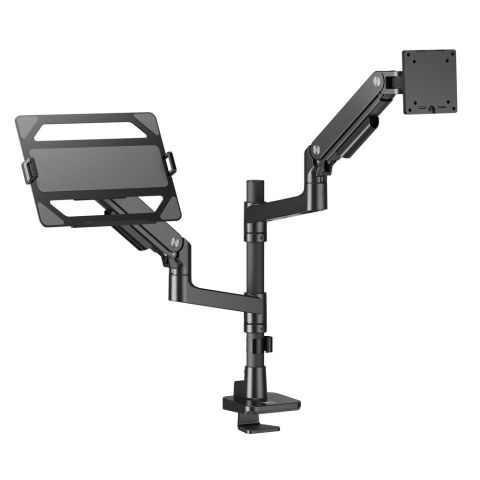 ACT Bras pour moniteur et ordinateur portable office premium, avec vérin à gaz, monté sur poteau