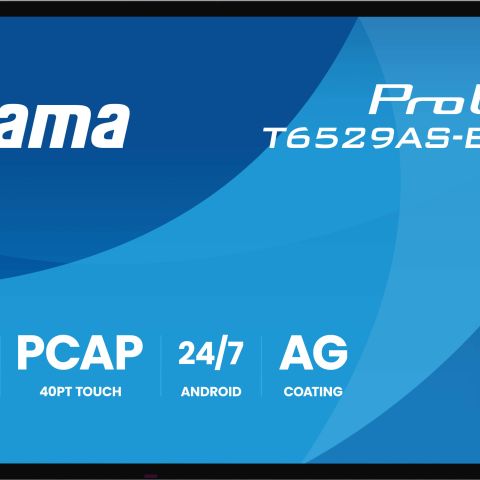 iiyama T4329AS-B1AG Écran plat interactif 163,8 cm (64.5") LED Wifi 500 cd/m² 4K Ultra HD Noir Écran tactile Intégré dans le processeur Android 24/7