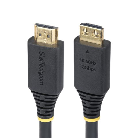StarTech.com Câble HDMI Haut Débit de 90cm avec Connecteur à Pince, 4K 60Hz/1440p 144Hz, HDR10/HDCP 2.2/ARC, 18Gbps, UHD HDMI 2.0, Cordon pour TV/Moniteur/Écran, Gaine TPE