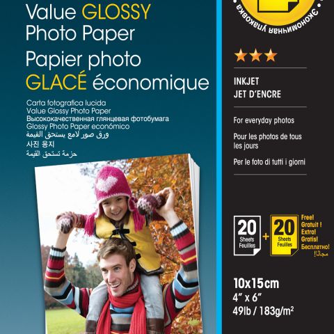 Epson Value Glossy Photo Paper - 10x15cm - 2x 20 Feuilles (BOGOF)