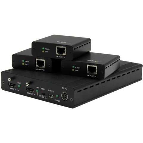 StarTech.com Kit extendeur HDBaseT à 3 ports avec 3 récepteurs - Splitter HDMI 1x3 via Cat5 - Jusqu'à 4K