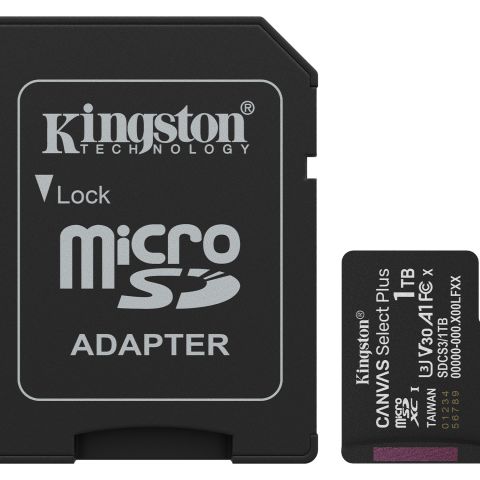 Kingston Technology 1TB microSDXC Canvas Select Plus Gen3 150MB/s A1 (Adaptateur SD inclus)