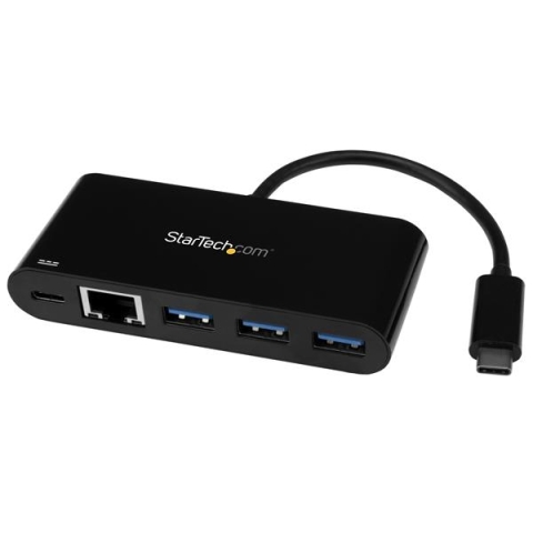 StarTech.com 3 Port USB-C Hub with Gigabit Ethernet & 60W Power Delivery Passthrough